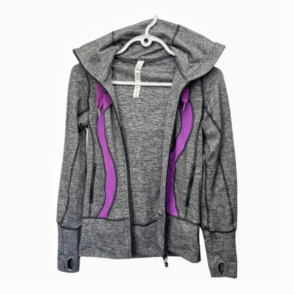 Lululemon Stride Jacket Size 2 Gray Purple Hood Zipper - Picture 2 of 9
